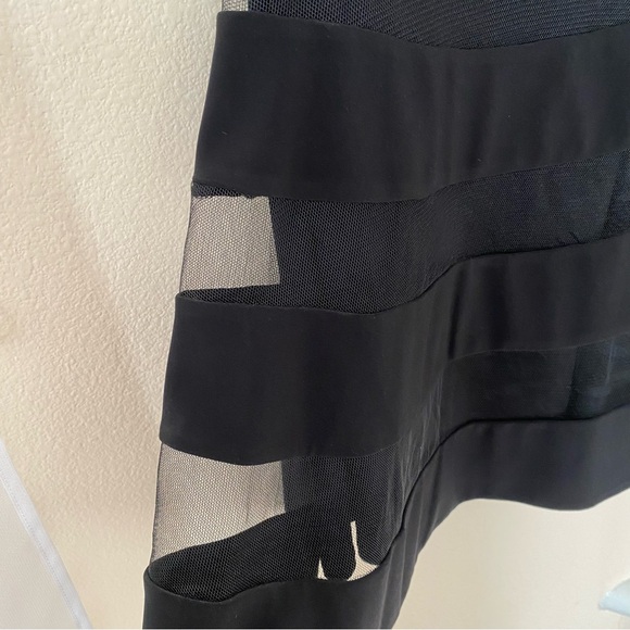 Ralph Lauren Black Tiered Mesh Faux Wrap Dress - Picture 3 of 15